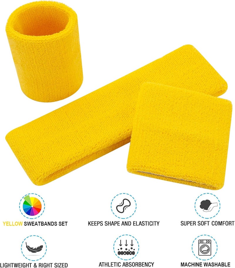 FACATH Sweatbands Headband and Wrist Set, Cotton Sweat Band for Athletic Men and Women, Sweatbands Sports Headbands for Working Out, Running, Basketball, Tennis, Yoga - Image 2